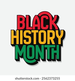 Black history month editable text vector illustration. Black history month logotype, sticker, label, badge, tag for headline, banner, poster, template.