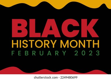 Black History month february 2023 modern creative banner, sign, design concept, social media post, template with green red and yellow african background.