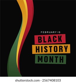 Black history month february 2025 celebration design with waving ribbon and typography. Best for black history month in United States. 