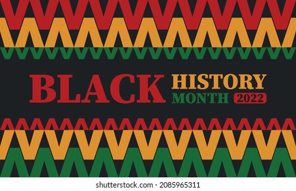 Black History Month in February. African American Culture and History. Celebrated annual in United States and Canada. In October in Great Britain. Vector poster, tradition ornament illustration
