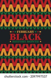 Black History Month in February. African American Culture and History. Celebrated annual in United States and Canada. In October in Great Britain. Vector poster, tradition ornament illustration
