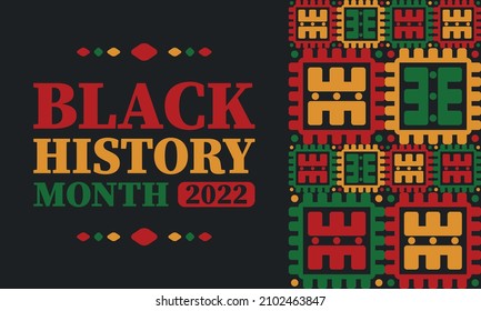 Black History Month in February. African American Culture and History. Celebrated annual in United States and Canada. In October in Great Britain. Vector poster, tradition ornament illustration