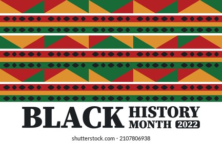 Black History Month in February. African American Culture and History. Celebrated annual in United States and Canada. In October in Great Britain. Vector poster, tradition ornament illustration