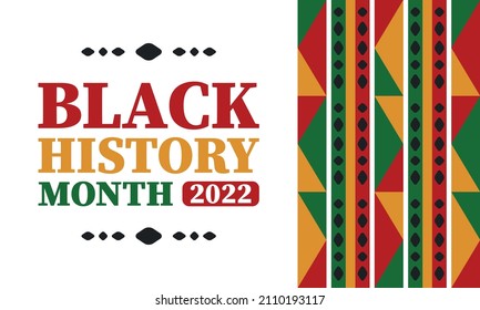 Black History Month in February. African American Culture and History. Celebrated annual in United States and Canada. In October in Great Britain. Vector poster, tradition ornament illustration