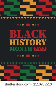 Black History Month in February. African American Culture and History. Celebrated annual in United States and Canada. In October in Great Britain. Vector poster, tradition ornament illustration