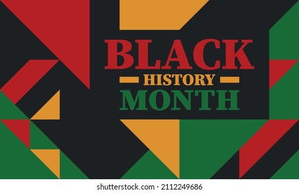 Black History Month in February. African American Culture and History. Celebrated annual in United States and Canada. In October in Great Britain. Vector poster, tradition ornament illustration