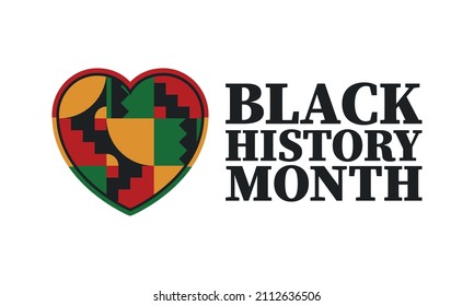 Black History Month in February. African American Culture and History. Celebrated annual in United States and Canada. In October in Great Britain. Vector poster, tradition ornament illustration