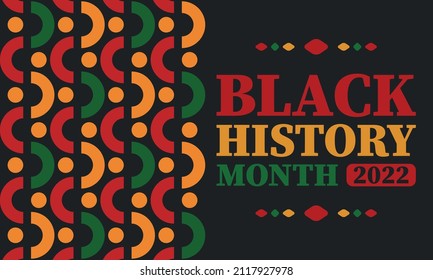 Black History Month in February. African American Culture and History. Celebrated annual in United States and Canada. In October in Great Britain. Vector poster, tradition ornament illustration