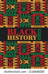 Black History Month in February. African American Culture and History. Celebrated annual in United States and Canada. In October in Great Britain. Vector poster, tradition ornament illustration