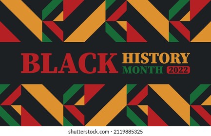 Black History Month in February. African American Culture and History. Celebrated annual in United States and Canada. In October in Great Britain. Vector poster, tradition ornament illustration