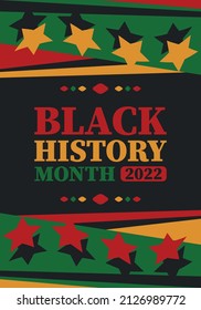 Black History Month in February. African American Culture and History. Celebrated annual in United States and Canada. In October in Great Britain. Vector poster, tradition ornament illustration