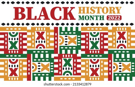 Black History Month in February. African American Culture and History. Celebrated annual in United States and Canada. In October in Great Britain. Vector poster, tradition ornament illustration