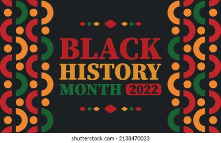 Black History Month in February. African American Culture and History. Celebrated annual in United States and Canada. In October in Great Britain. Vector poster, tradition ornament illustration