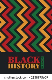 Black History Month in February. African American Culture and History. Celebrated annual in United States and Canada. In October in Great Britain. Vector poster, tradition ornament illustration