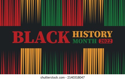 Black History Month in February. African American Culture and History. Celebrated annual in United States and Canada. In October in Great Britain. Vector poster, tradition ornament illustration