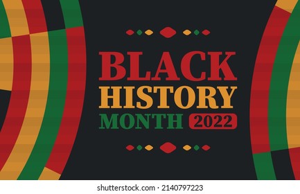 Black History Month in February. African American Culture and History. Celebrated annual in United States and Canada. In October in Great Britain. Vector poster, tradition ornament illustration