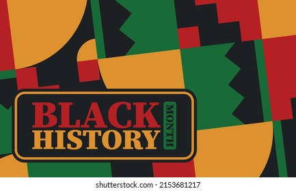 Black History Month in February. African American Culture and History. Celebrated annual in United States and Canada. In October in Great Britain. Vector poster, tradition ornament illustration