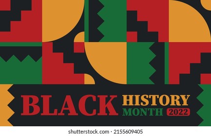 Black History Month in February. African American Culture and History. Celebrated annual in United States and Canada. In October in Great Britain. Vector poster, tradition ornament illustration