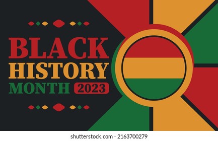Black History Month in February. African American Culture and History. Celebrated annual in United States and Canada. In October in Great Britain. Vector poster, tradition ornament illustration