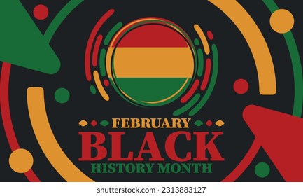 Black History Month in February. African American Culture and History. Celebrated annual in United States and Canada. In October in Great Britain. Vector poster, tradition ornament illustration