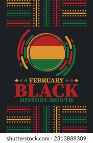 Black History Month in February. African American Culture and History. Celebrated annual in United States and Canada. In October in Great Britain. Vector poster, tradition ornament illustration