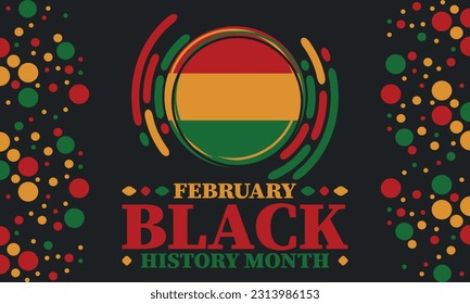 Black History Month in February. African American Culture and History. Celebrated annual in United States and Canada. In October in Great Britain. Vector poster, tradition ornament illustration