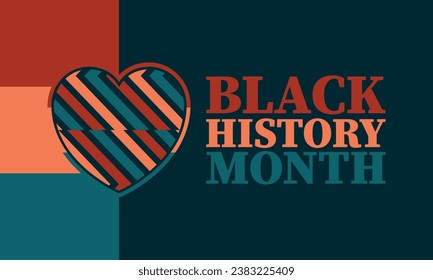 Black History Month in February. African American Culture and History. Celebrated annual in United States and Canada. In October in Great Britain. Vector poster, tradition ornament illustration