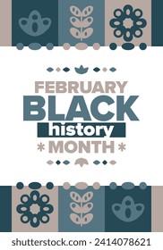 Black History Month in February. African American Culture and History. Celebrated annual in United States and Canada. In October in Great Britain. Vector poster, tradition ornament illustration