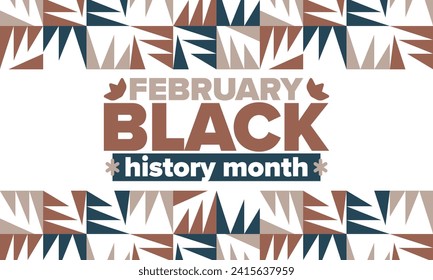 Black History Month in February. African American Culture and History. Celebrated annual in United States and Canada. In October in Great Britain. Vector poster, tradition ornament illustration