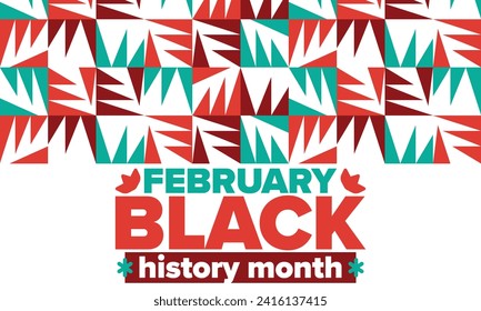 Black History Month in February. African American Culture and History. Celebrated annual in United States and Canada. In October in Great Britain. Vector poster, tradition ornament illustration