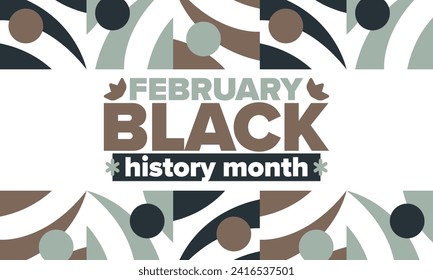 Black History Month in February. African American Culture and History. Celebrated annual in United States and Canada. In October in Great Britain. Vector poster, tradition ornament illustration