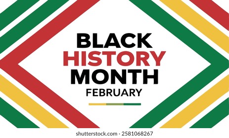 Black History Month February Celebration Banner Pan African Colors Abstract Geometric Design Background