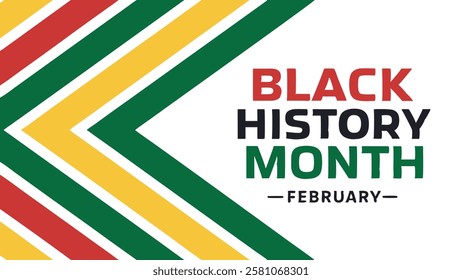 Black History Month February Celebration Banner Pan African Colors Abstract Geometric Arrow Design Background