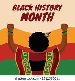 Black History Month Freedom Afro With Flag Background