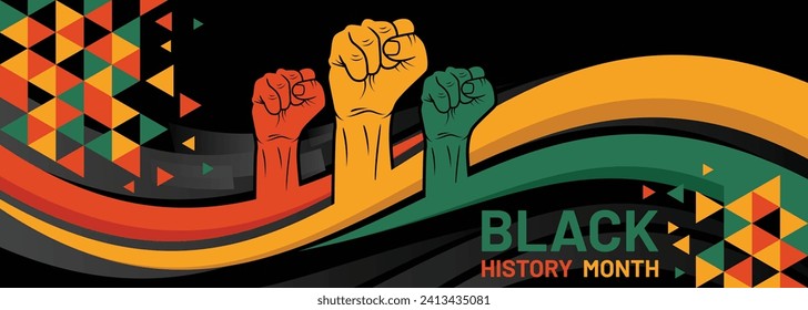 Black history month geometric banner. African American history celebration. Vector illustration.

