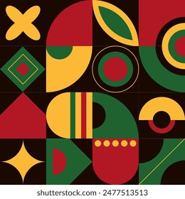 Black history month geometric pattern background. African holiday concept template design for poster, card. Flat modern vector illustration