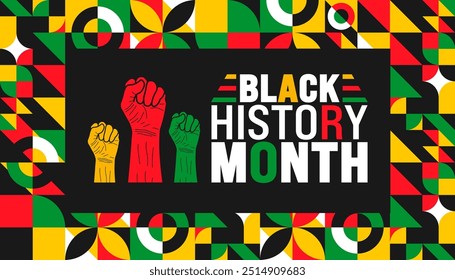 Black History Month geometric shape pattern background or banner design template is observed every year in October. Holiday concept. eps 10