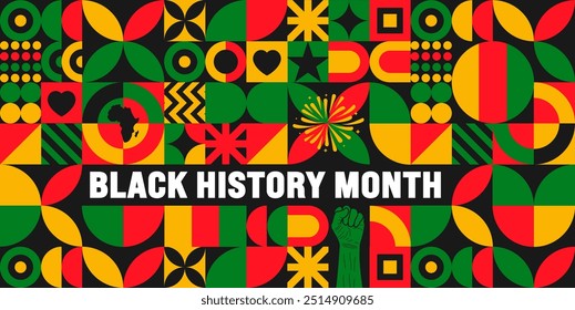 Black History Month geometric shape pattern background or banner design template is observed every year in October. Holiday concept. eps 10