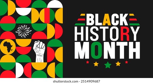 Black History Month geometric shape pattern background or banner design template is observed every year in October. Holiday concept. eps 10