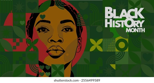  Black History Month. black girl silhouette - banner, poster - vector illustration