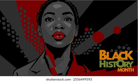  Black History Month. black girl silhouette - banner, poster - vector illustration