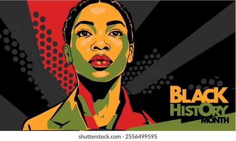 Black History Month. black girl silhouette - banner, poster - vector illustration