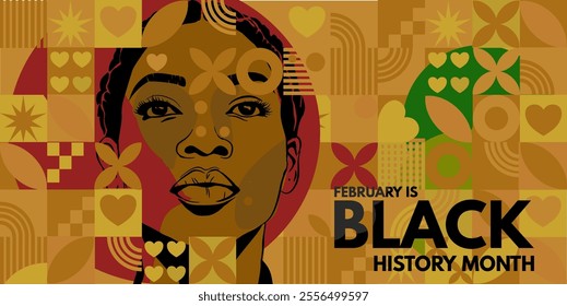  Black History Month. black girl silhouette - banner, poster - vector illustration