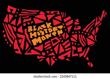 Black History Month Graphic USA Map Background Vector