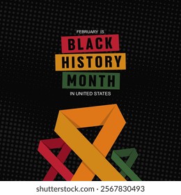 Black history month greeting design with solidarity ribbon illustration. Best for global black history month celebration on February and October escecially in USA, Canada and Europe. 