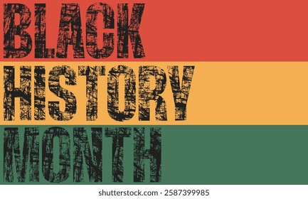 Black History Month grunge typography vector banner. Celebrating history of African Americans.