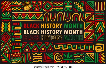 Black History Month hand drawn pattern background