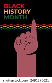 Black History Month. Black Hand point on hand. Flat vector illustration template for background, banner, card, poster.