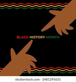 Black History Month. Black Hands. Flat vector illustration template for background, banner, card, poster.
