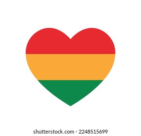 Black History month heart symbol in Pan-African colours, green, yellow, red, vector illustration